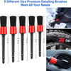 Five different size premium detailing brushes with extensions for home and auto cleaning