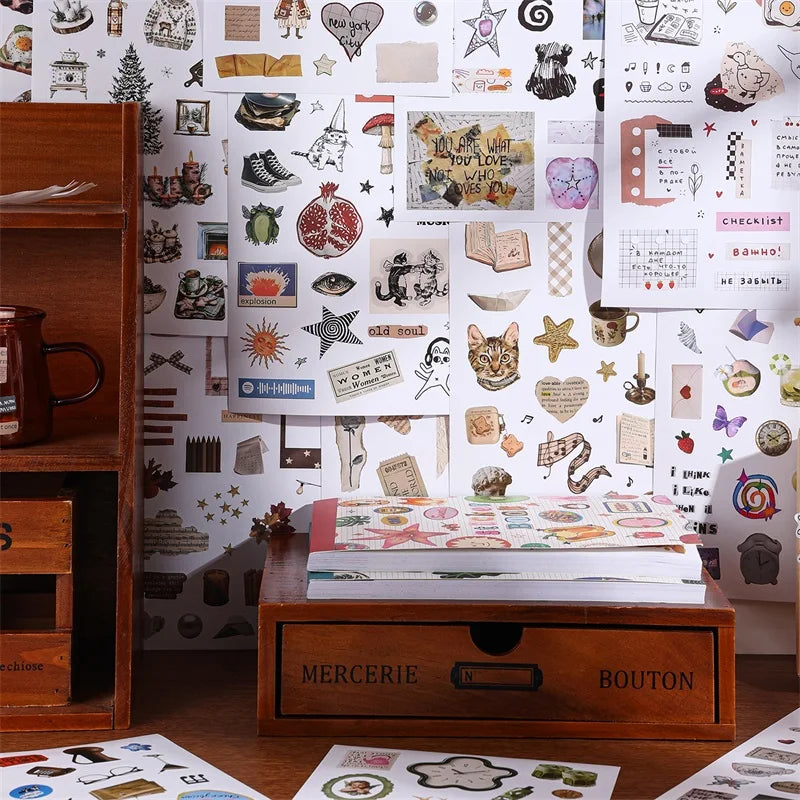 Aesthetic Nature Sticker Book with 50 assorted patterns for scrapbooking and DIY