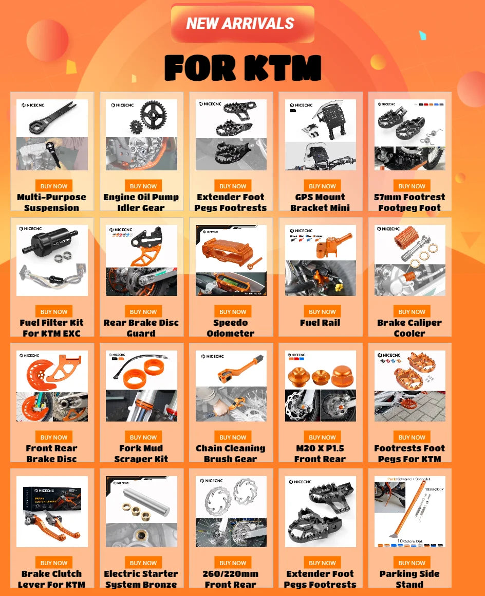 A collection of CNC aluminum brake and clutch levers for KTM dirt bikes.