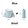 Blue collapsible foot bath tub with an insulated liner and a travel storage bag.
