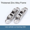 Thickened zinc alloy frame with cylinder as a bearing roller for a sliding door system
