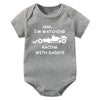 Funny Racing Baby Bodysuit - 'Watching Racing with Daddy' Newborn Romper