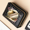 Alphabet Flower Double-Zip Card Wallet with Secure Clasp