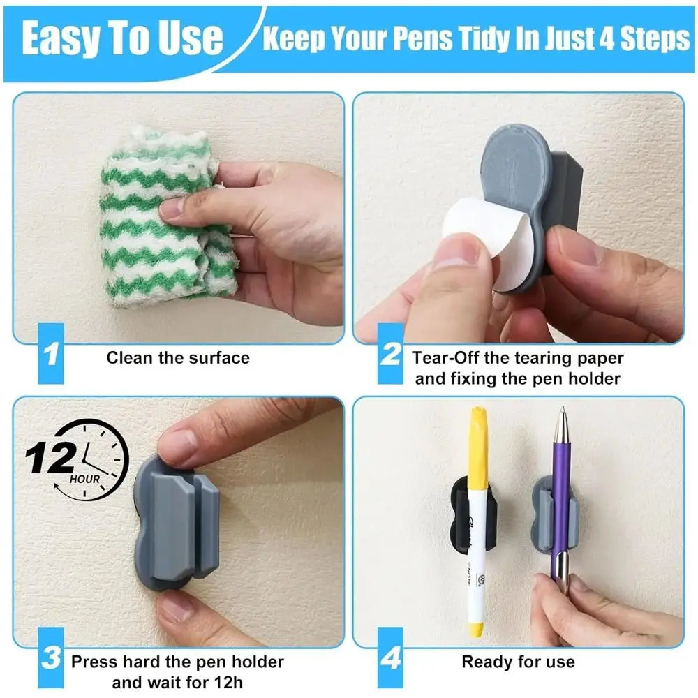 Self-Adhesive Silicone Pen Holder for Desk Organization
