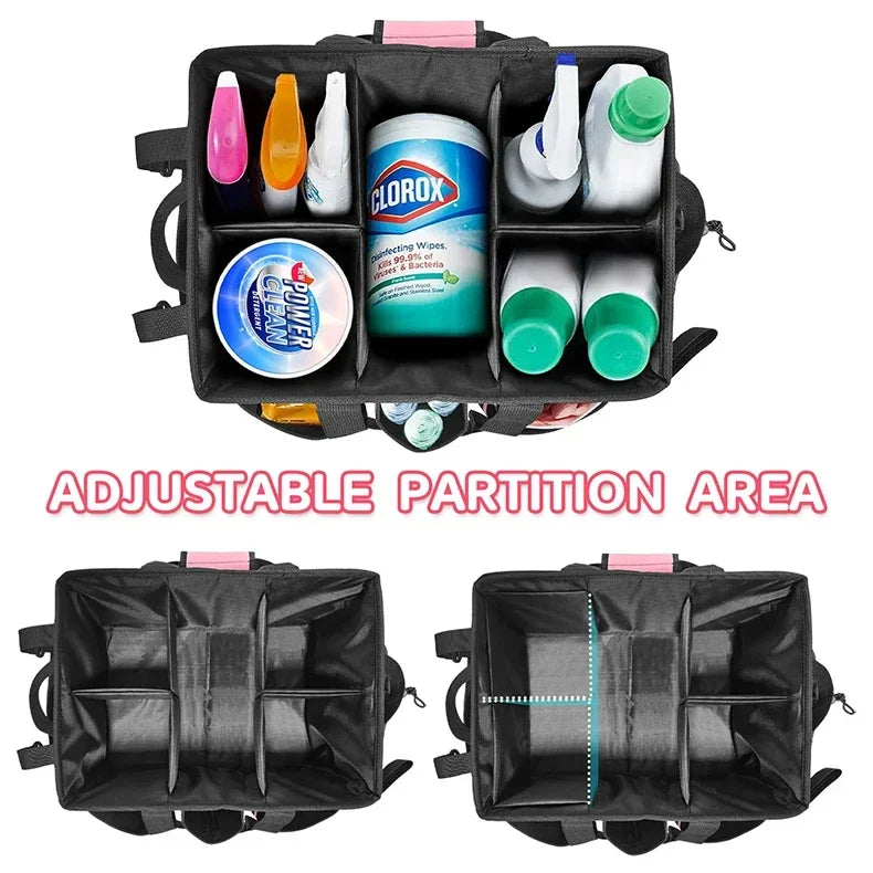Large-Capacity Cleaning Tool Organizer Bag with Detachable Apron