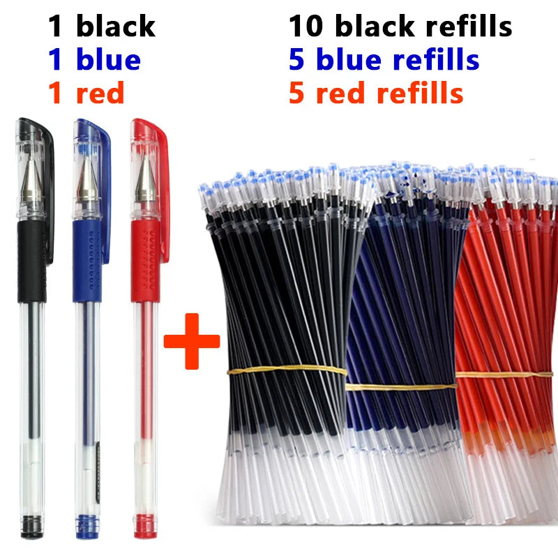 Smooth 0.5mm Gel Pen Set with Refills (Black, Blue, Red)