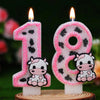 Cow Print Number Candles with Glitter Finish