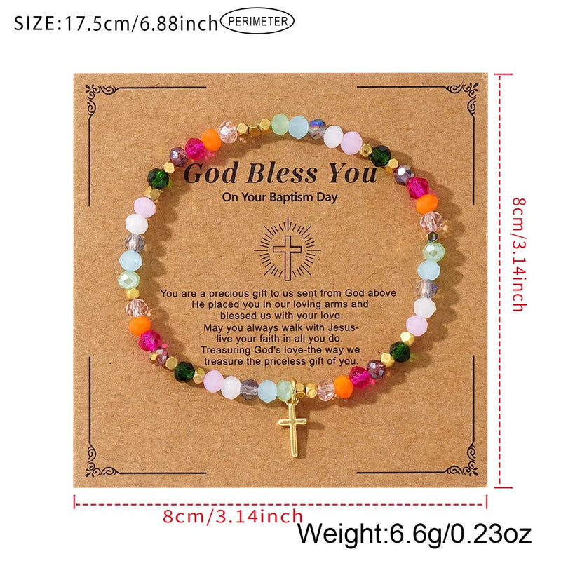 Cross-Shaped Crystal Bead Bracelet