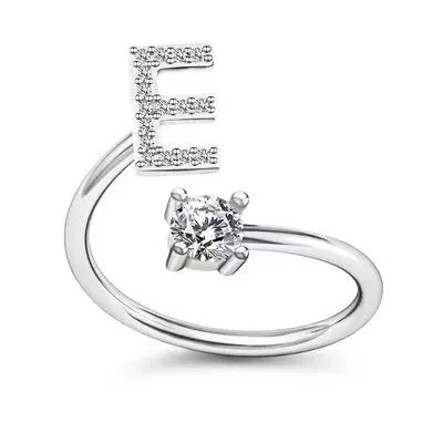 Initial Letter Ring with Zircon Accent