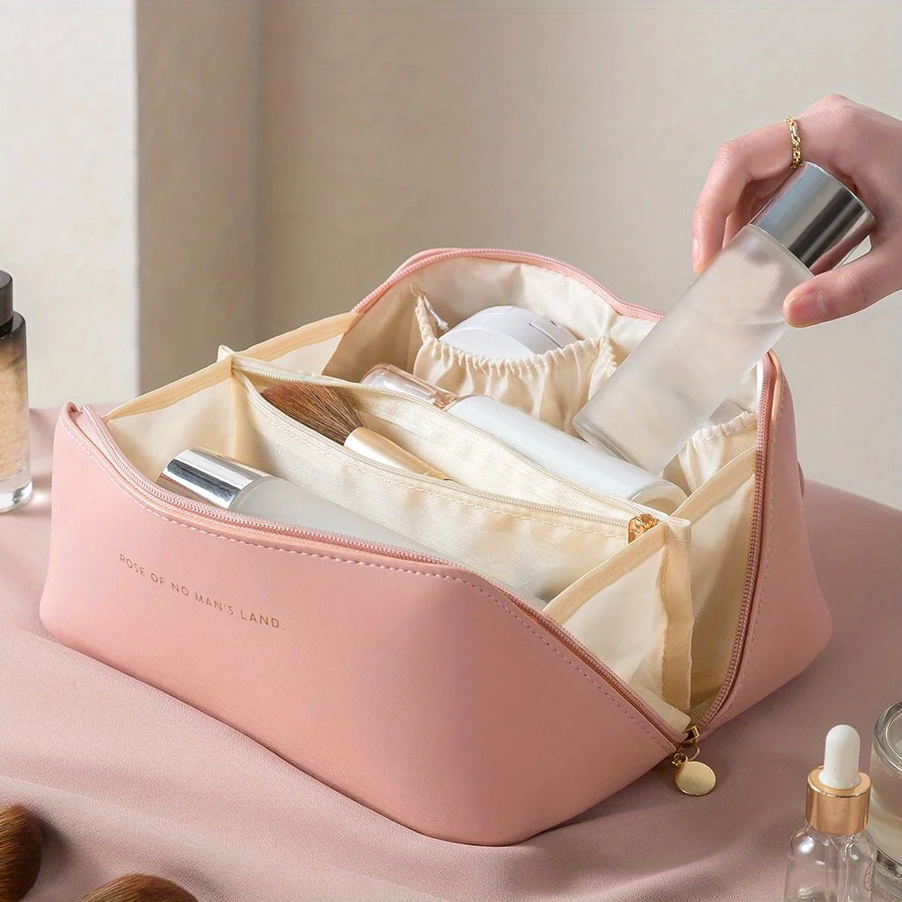 Travel Makeup Organizer Bag with Handle | Cosmetic Storage Case