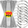 A bundle of 100 reusable self-locking stainless steel cable ties, shown alongside a coiled example.
