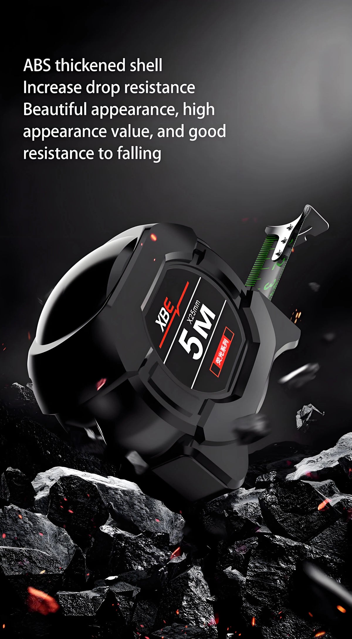 Self-Locking Fluorescent Steel Tape Measure