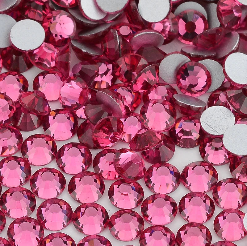 Red Glass Flatback Rhinestones - Multi-Color Glitter Round Crystals for DIY Crafts