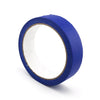 A roll of blue masking tape with a white inner core shown from the side.