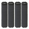 A set of five galvanized U-shaped garden staples for landscape fabric and netting, shown in a dark gray color.