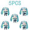 Five pieces of soft kawaii anime figures resembling Hatsune Miku dolls
