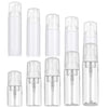 A multi-pack of clear plastic refillable foaming soap dispenser bottles.