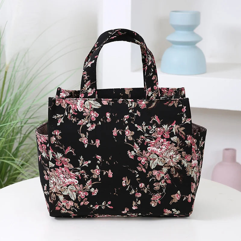 Large Capacity Canvas Tote Bag with Zipper Closure