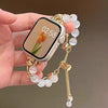 Crystal Bead Watch Strap with Adjustable Metal Link Design