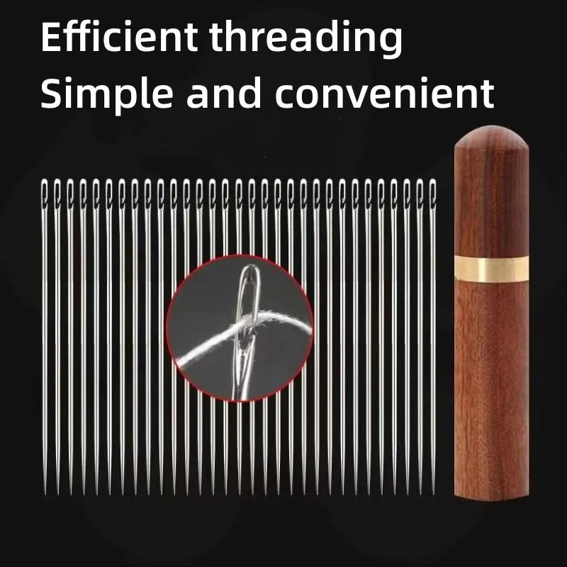 Easy-Threading Stainless Steel Sewing Needles Set (30-Pack)