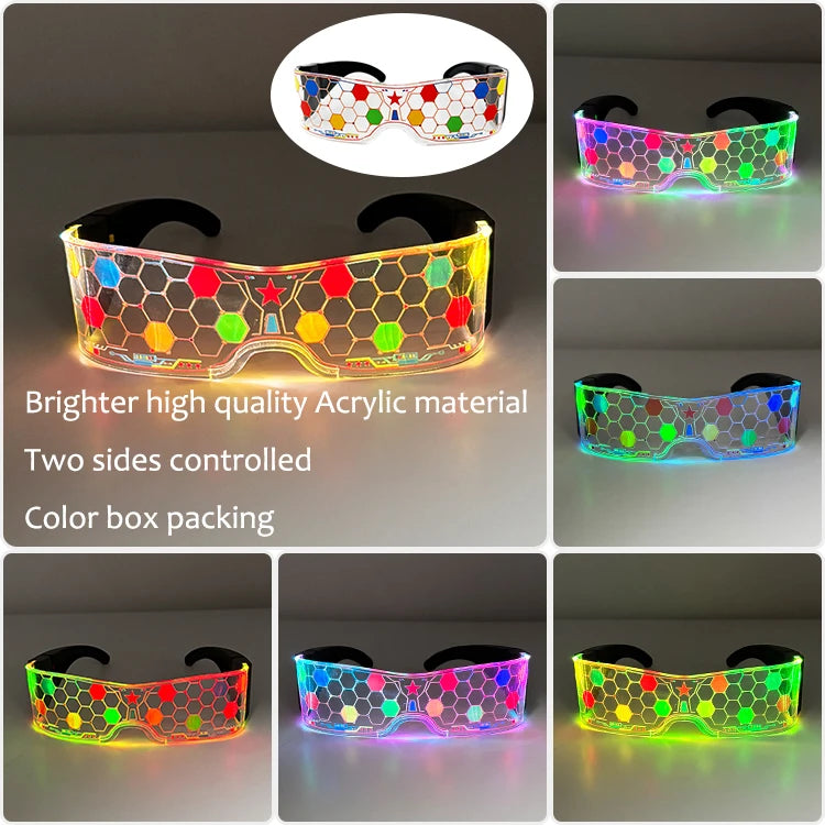 LED Glowing Glasses and Bowtie Set for Cosplay and Parties