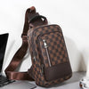 Men's Waterproof PU Leather Crossbody Bag with Geometric Pattern