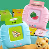 A set of colorful talking flash cards and toys for toddlers featuring animals like a cat and watermelon.