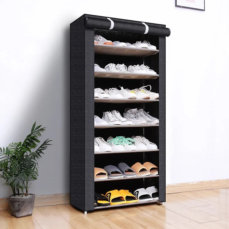 Étagère à chaussures multicouche avec couvercle anti-poussière