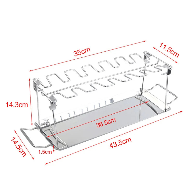 Stainless Steel 14-Slot BBQ Grill Rack for Chicken Drumsticks, Wings & More