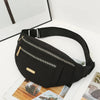 Schwarze Damen-Sport-Fannypack mit Reißverschluss und schwarzem Riemen