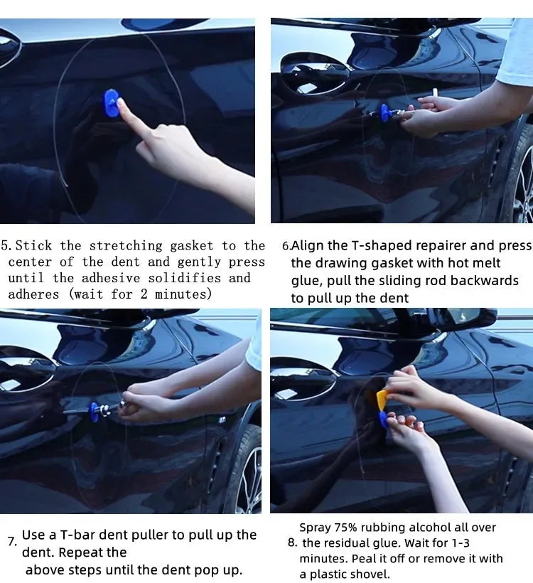 Paintless Dent Repair Kit with T-Bar Puller and 18 Pulling Tabs