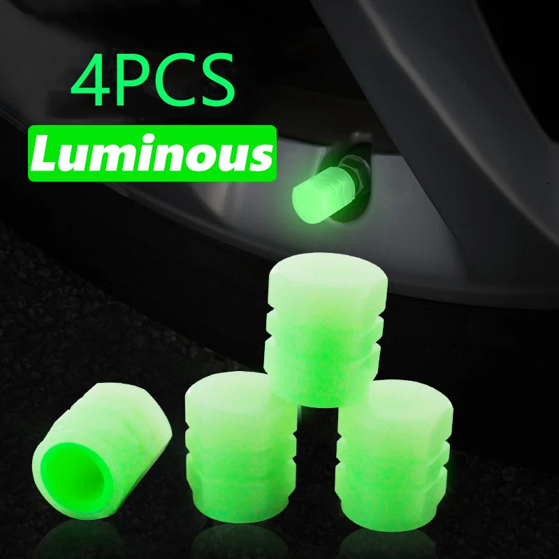 Glow-in-the-Dark Valve Caps for Car, Motorcycle & Bicycle Wheels (Set of 20)