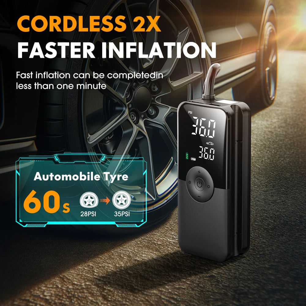 Rechargeable Cordless Tire Inflator with Digital Display