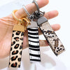 Zebra Print Leather Keychain with Animal Pattern