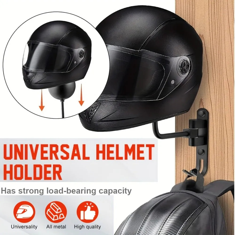 180° Rotatable Helmet Holder with Wall-Mounted Claw Hook