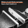 Close-up of a widened and thickened jaws quenched treatment on a 360° swivel clamp-on table vise.
