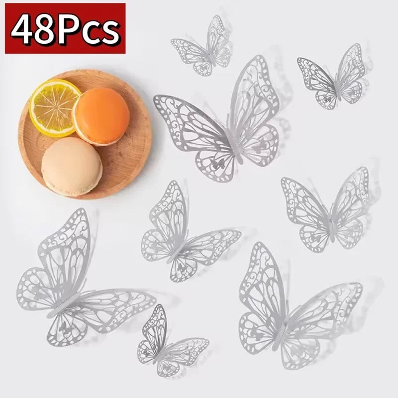 3D Rose Gold Butterfly Wall Decals for Home Decor