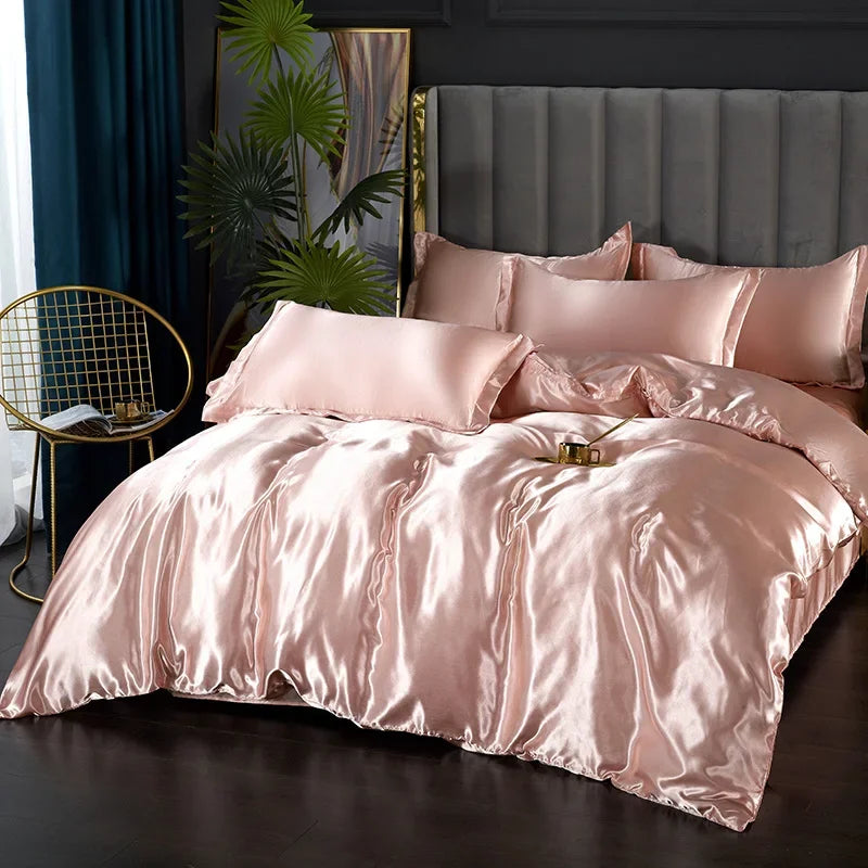 Luxuriöses Satin-Bettwäsche-Set mit Bettbezug