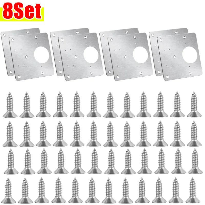 Stainless Steel Hinge Repair Plate Set for Cabinet Doors