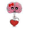 Heart Shape Glitter Acrylic Retractable Badge Reel with Crocodile Clip