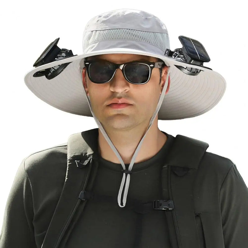 Solar-Powered Cooling Fisherman Hat with Dual Fans