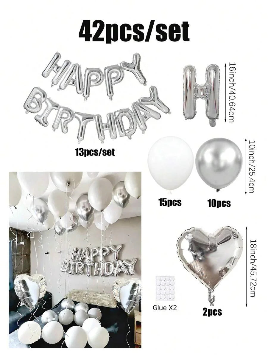 Happy Birthday Foil Balloon Set with Banner
