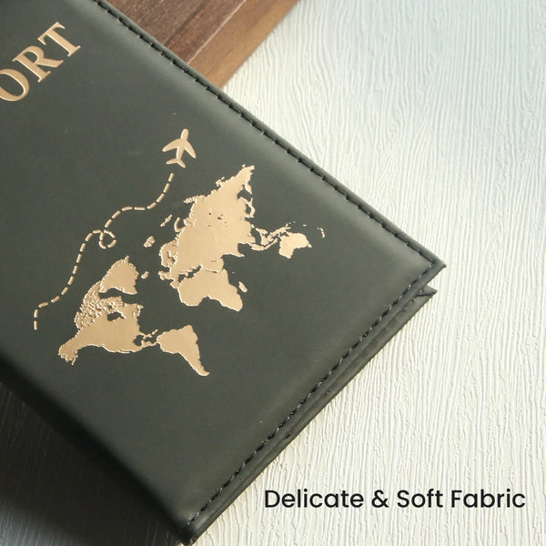 World Map Passport Holder with Card Slots