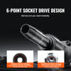 Close-up view of a black 6-point socket drive design for tools, highlighting radius corner and traditional drive features.