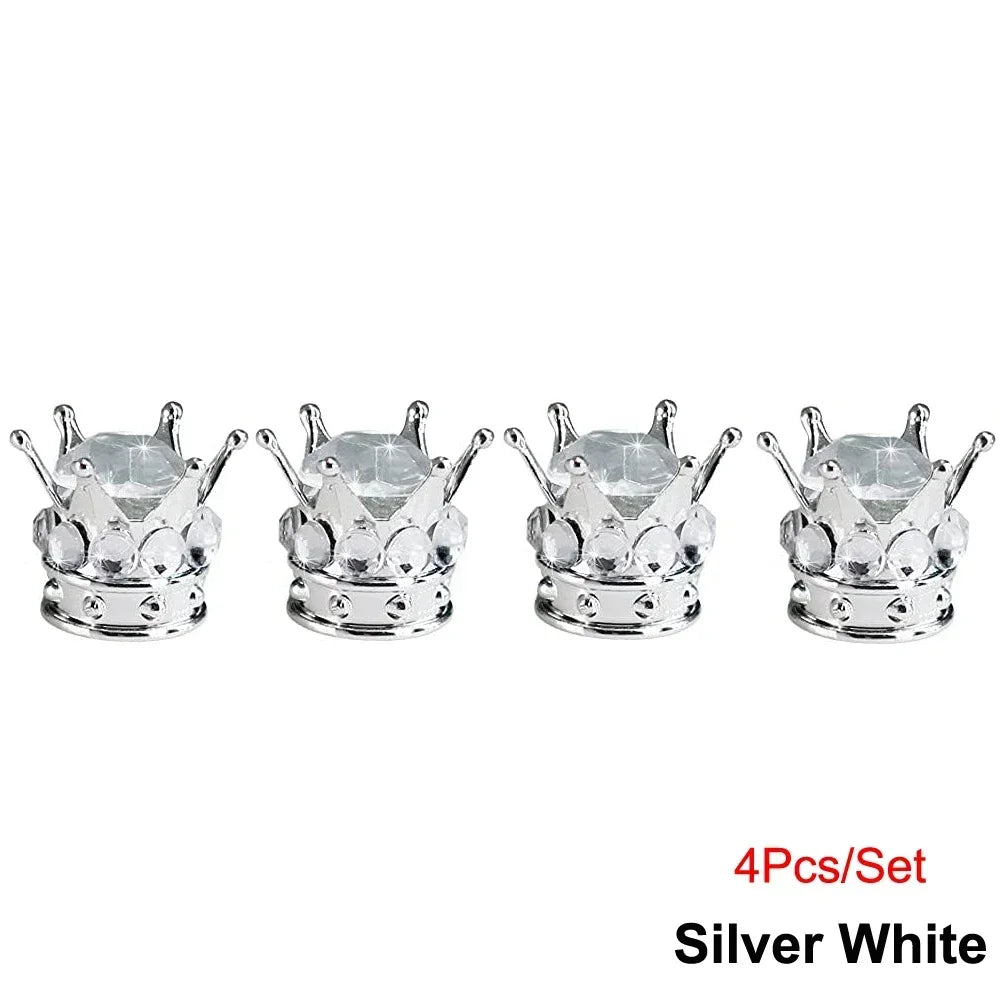 Crystal Crown Tire Valve Caps - Set of 4
