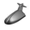 A gray shark fin car antenna signal booster with a directional antenna.