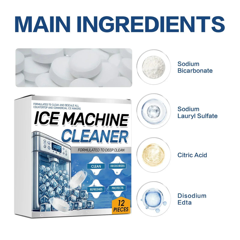 Pastillas Limpiadoras para Máquina de Hielo - Limpieza Profunda y Desincrustante