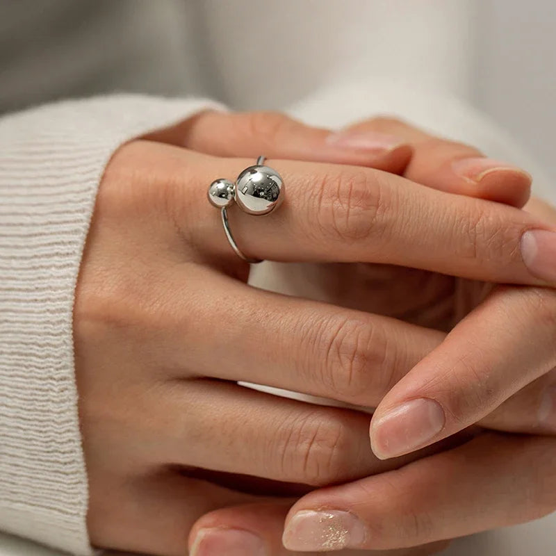 Double Ball Adjustable Stainless Steel Ring