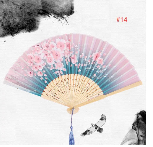 Traditional Folding Hand Fan with Bamboo Frame