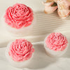 Pink 3D peony flower silicone mold used for making candles, resin, and soap